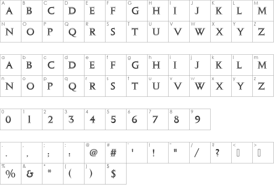 ColumnaSolDIn1 font character map preview