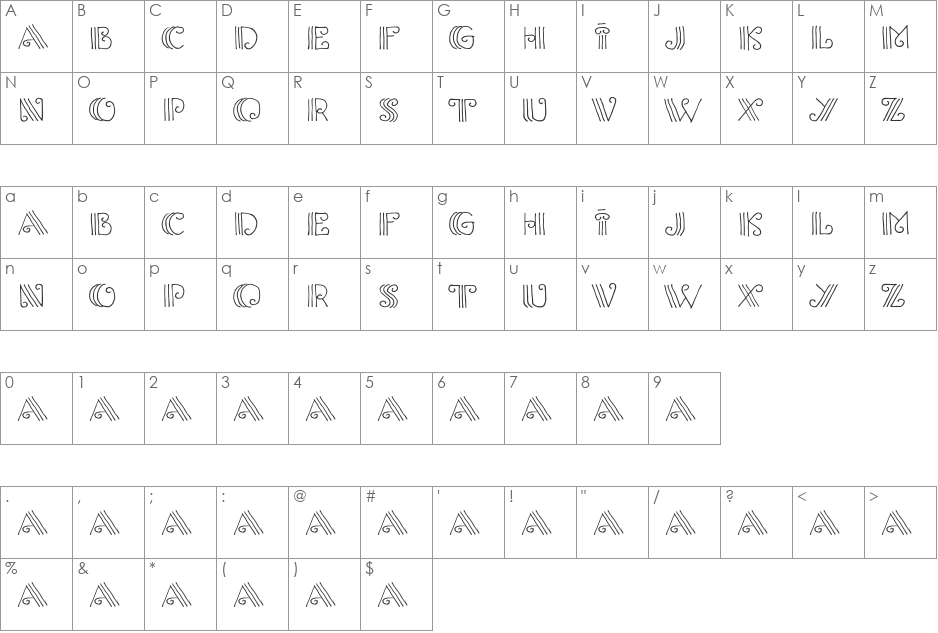 Columnion font character map preview