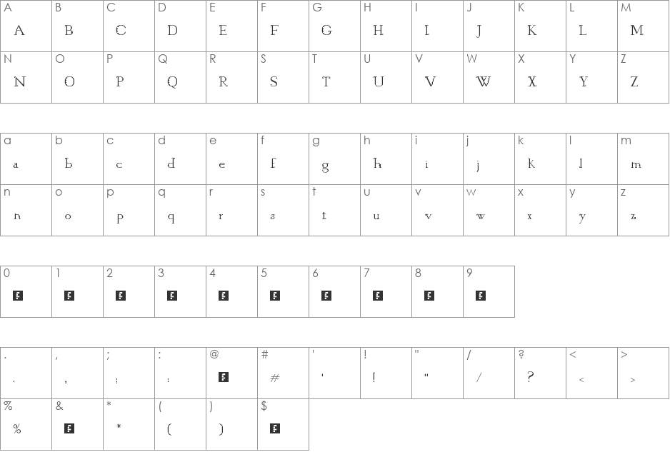 Combinamond font character map preview