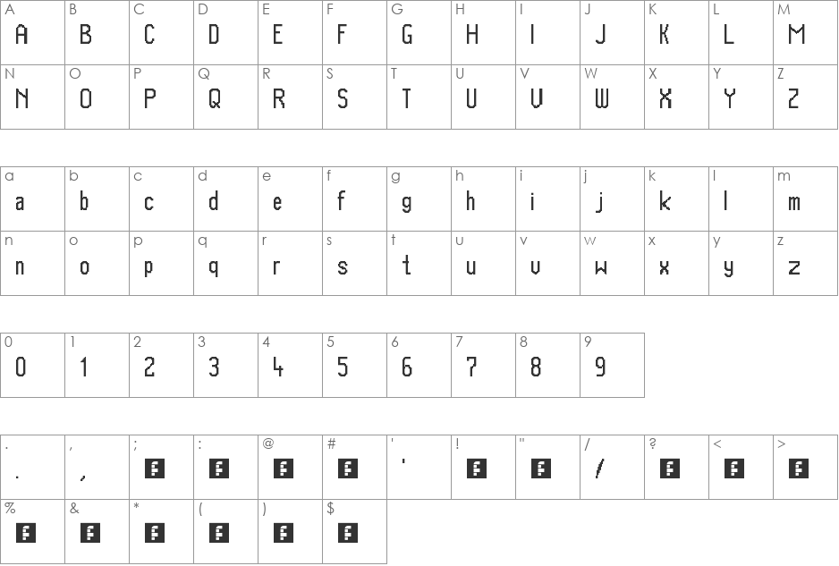 Combino Groot font character map preview