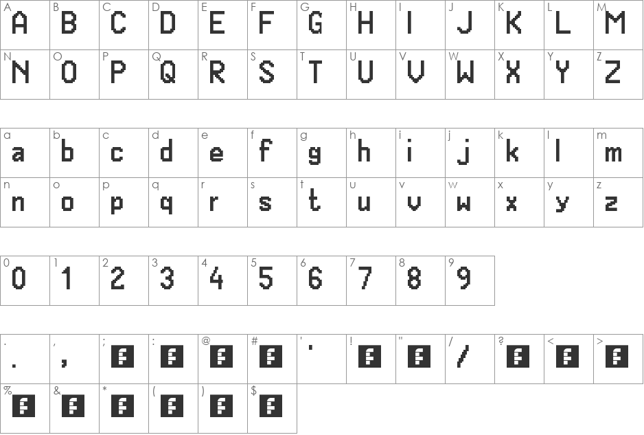 Combino Midden font character map preview