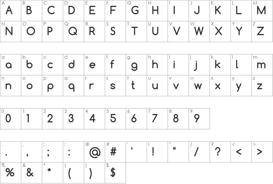Comfortaa font character map preview