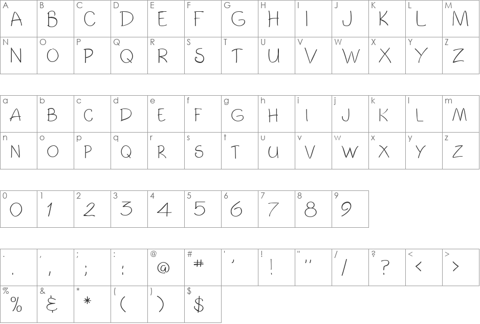 Comicbook font character map preview