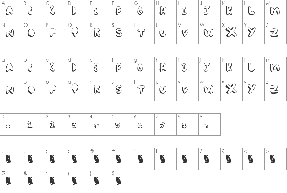 ComicChub font character map preview