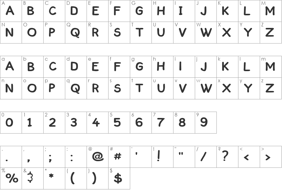 ComickBook font character map preview