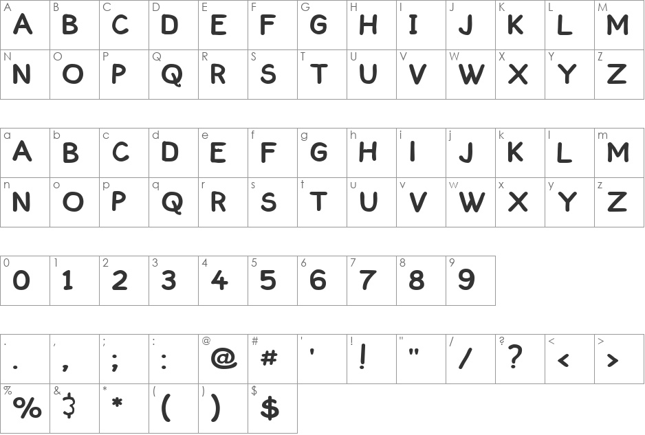 ComickBook Caps font character map preview