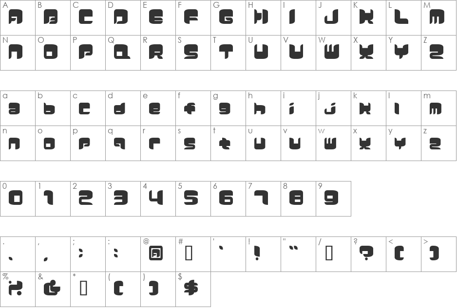 Comicker font character map preview