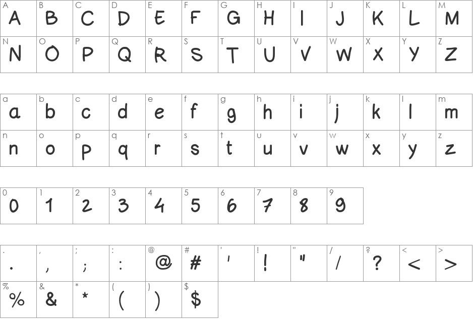 ComicNeueSansID font character map preview