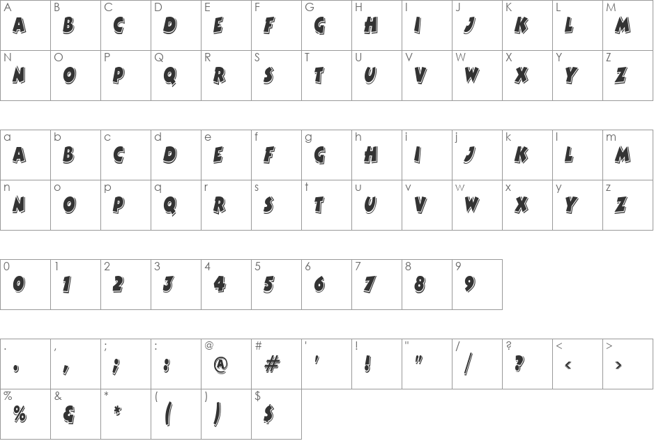 ComicStripCondensed font character map preview