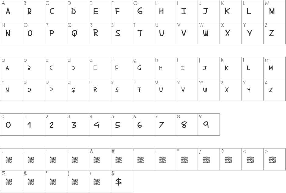 ComicTans font character map preview
