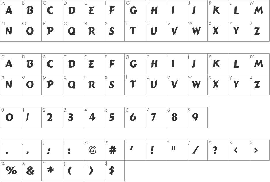 ComicTypeHeavy font character map preview