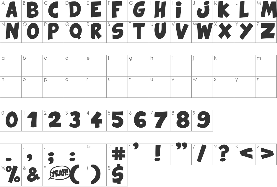 Comix Loud font character map preview
