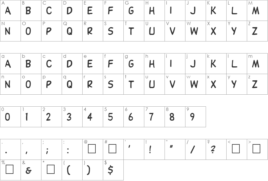 ComixHeavy font character map preview