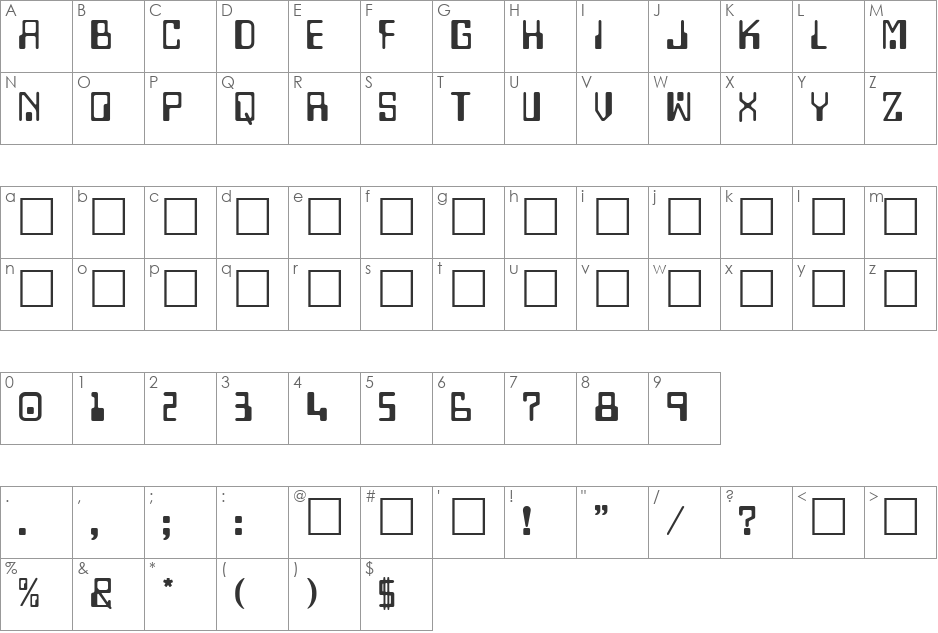 Commander font character map preview