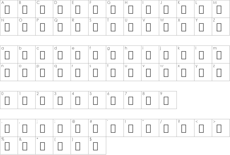 CommercialPi BT font character map preview