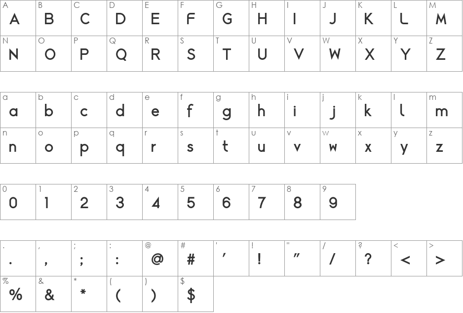 Alcefun font character map preview