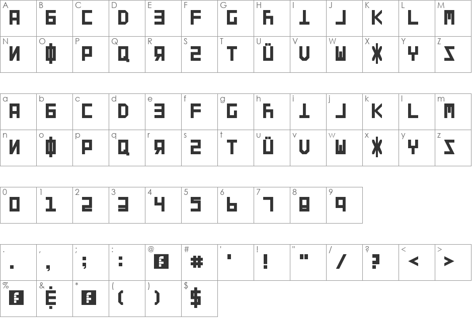 Communist font character map preview
