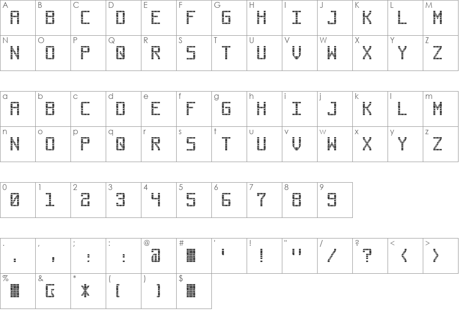 Commuter font character map preview
