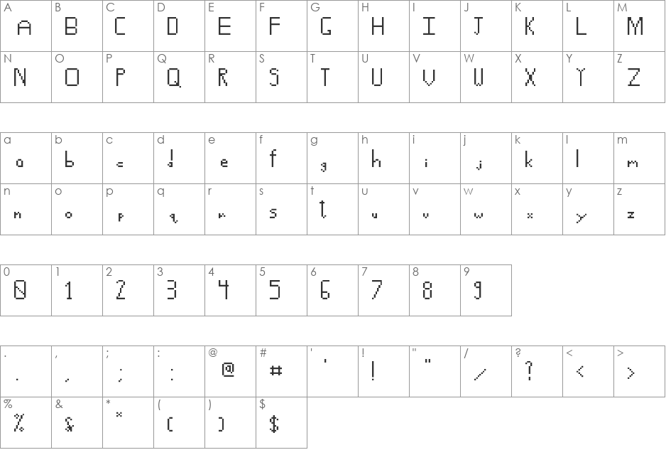 Comp Simple font character map preview
