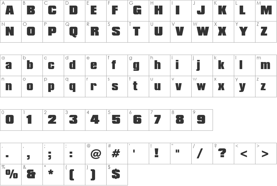 Compacta Blk BT font character map preview