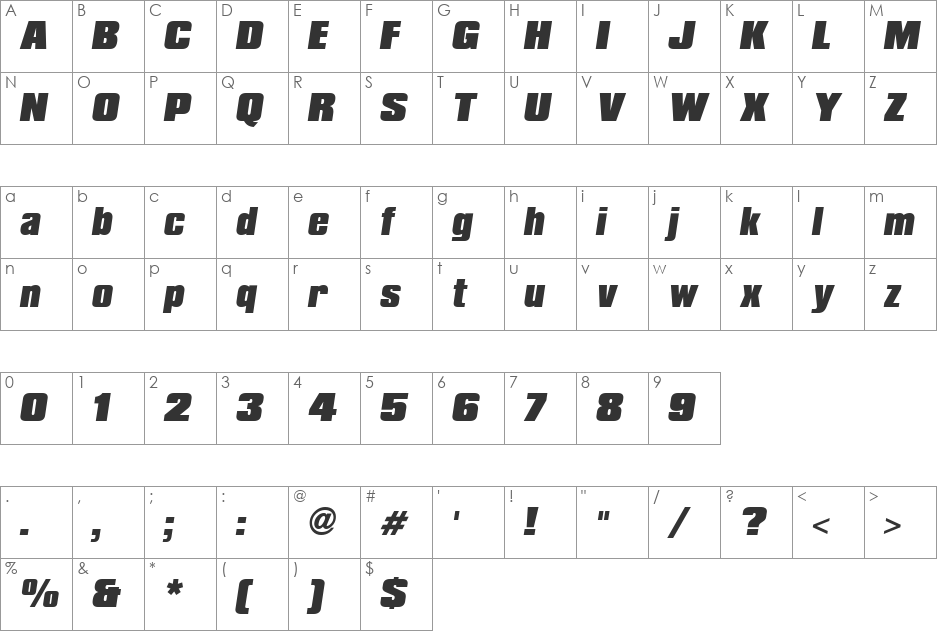 Compacta ICG Black font character map preview