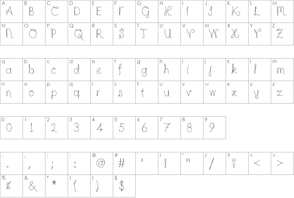 CompletelyScripted font character map preview