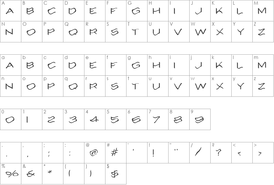 Alcohole font character map preview