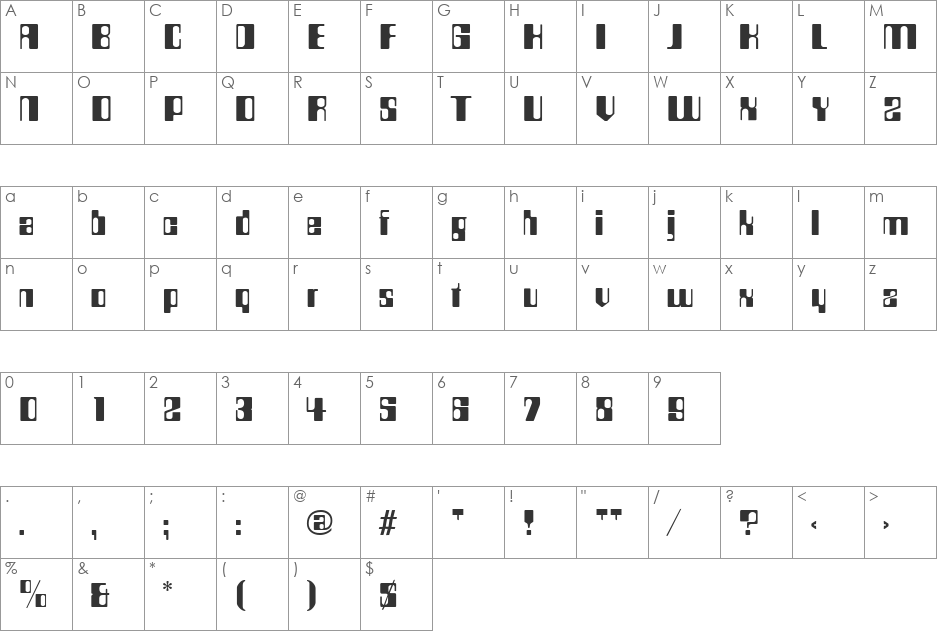 Compstyle font character map preview