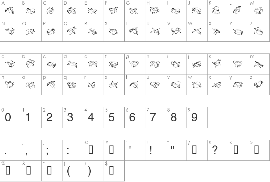 CompuSwash font character map preview