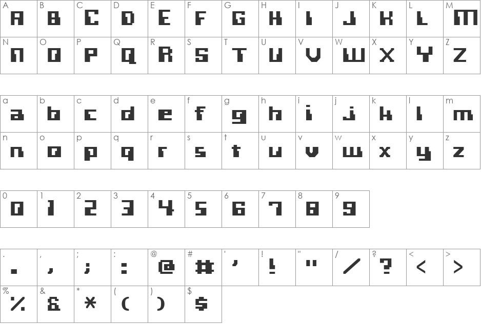 Computer font character map preview