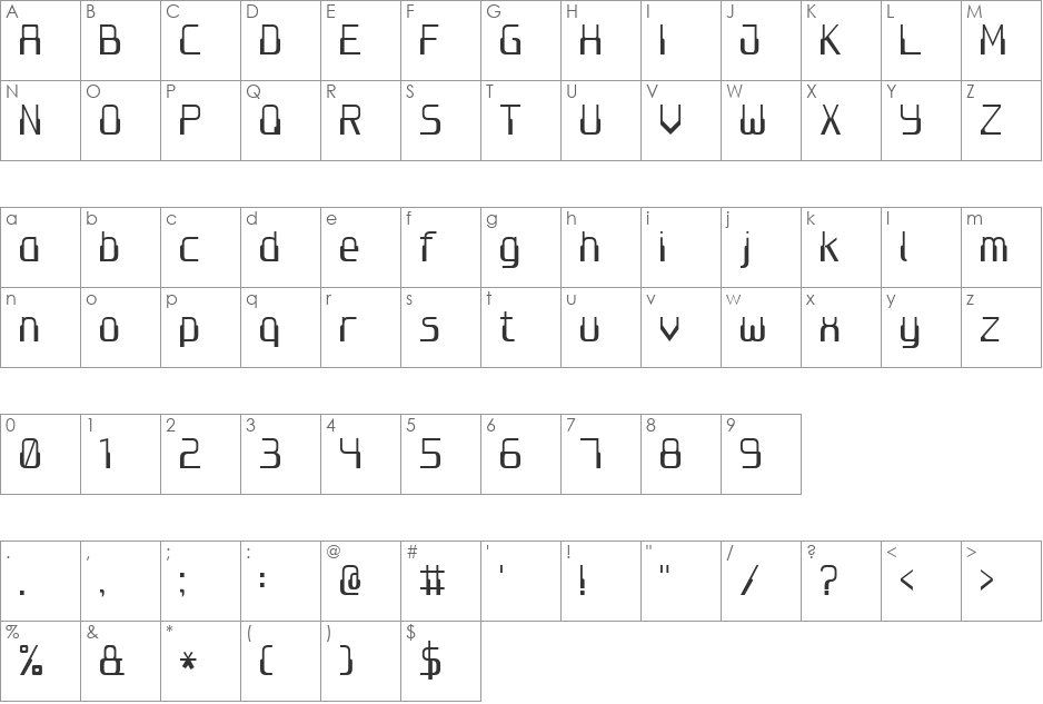 Computer 7 font character map preview