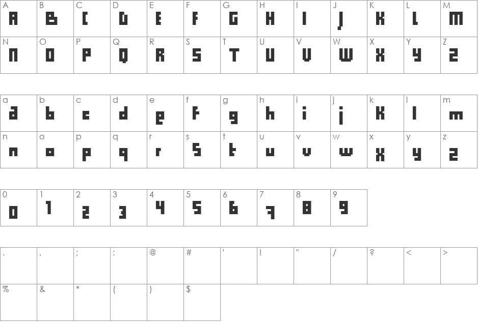 Computer Aid font character map preview