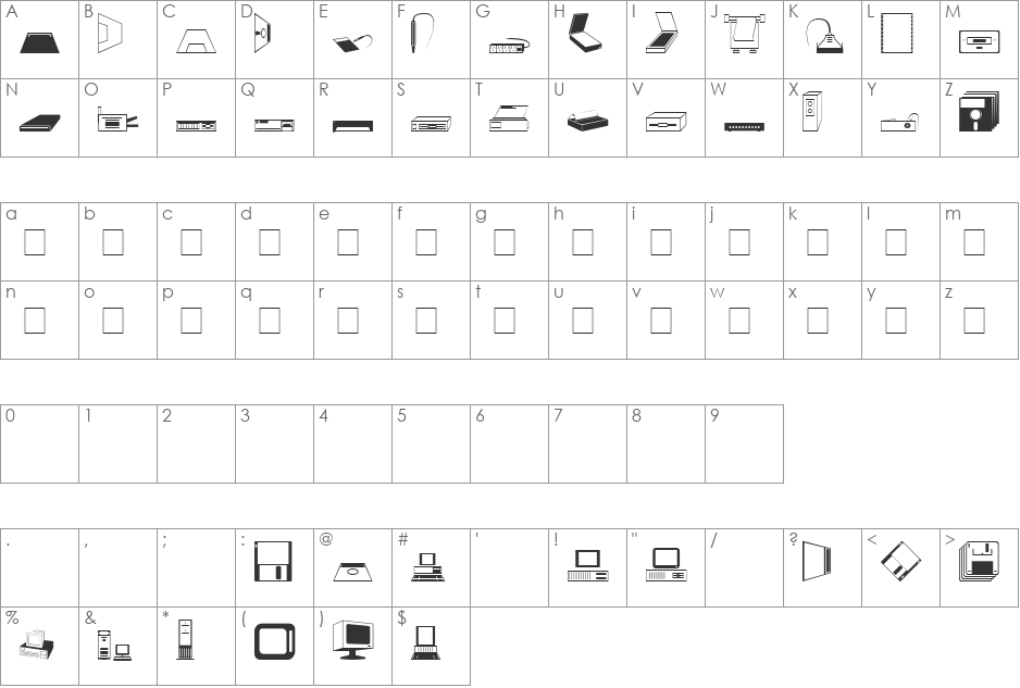 Computer Dingbats font character map preview