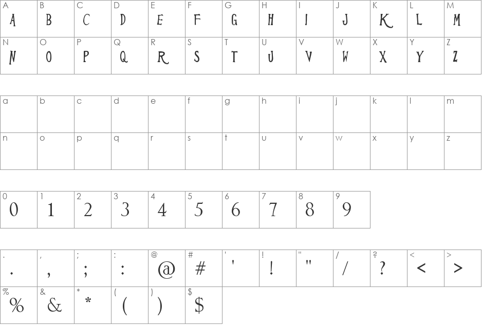 Computer Is Personal font character map preview