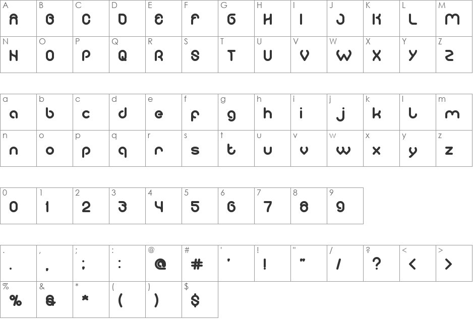 COMPUTER LOVE font character map preview