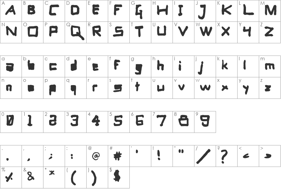 Computer's Heart font character map preview