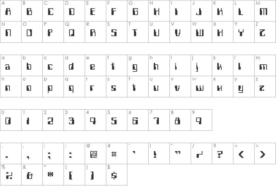 Computerfont font character map preview