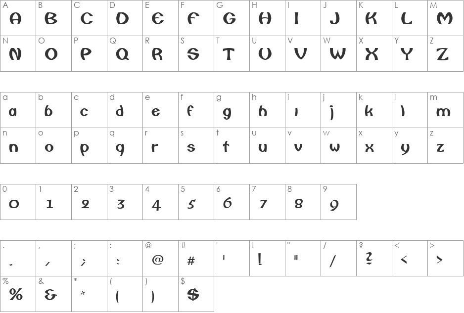 Comstare font character map preview