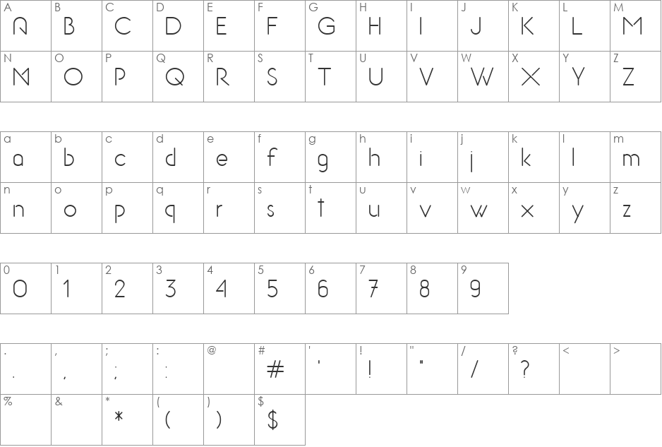 Comunica Type font character map preview