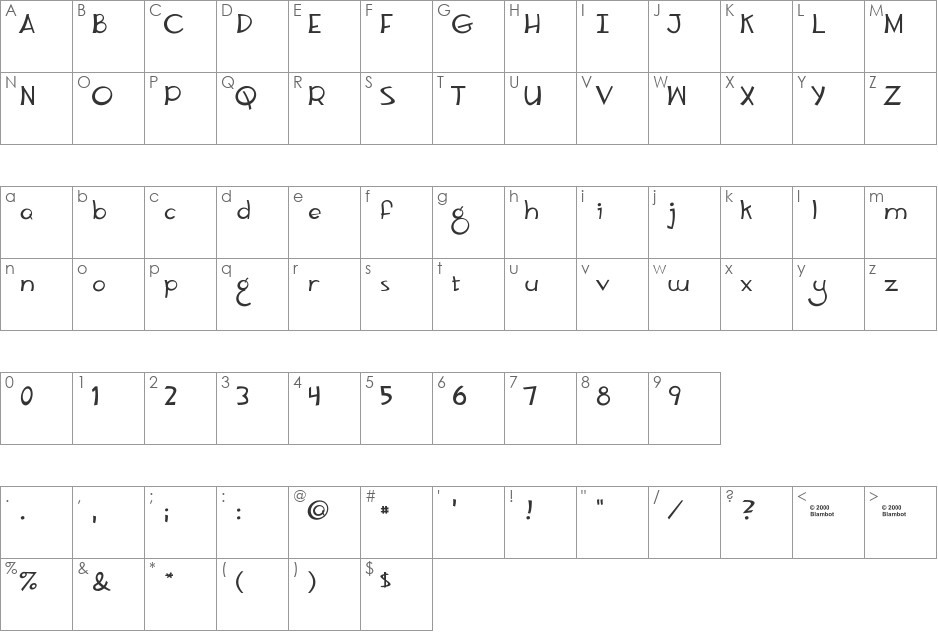 Concetta's Font font character map preview