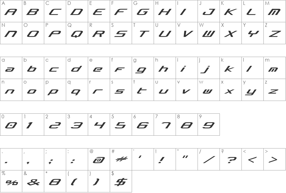 Concielian Break font character map preview