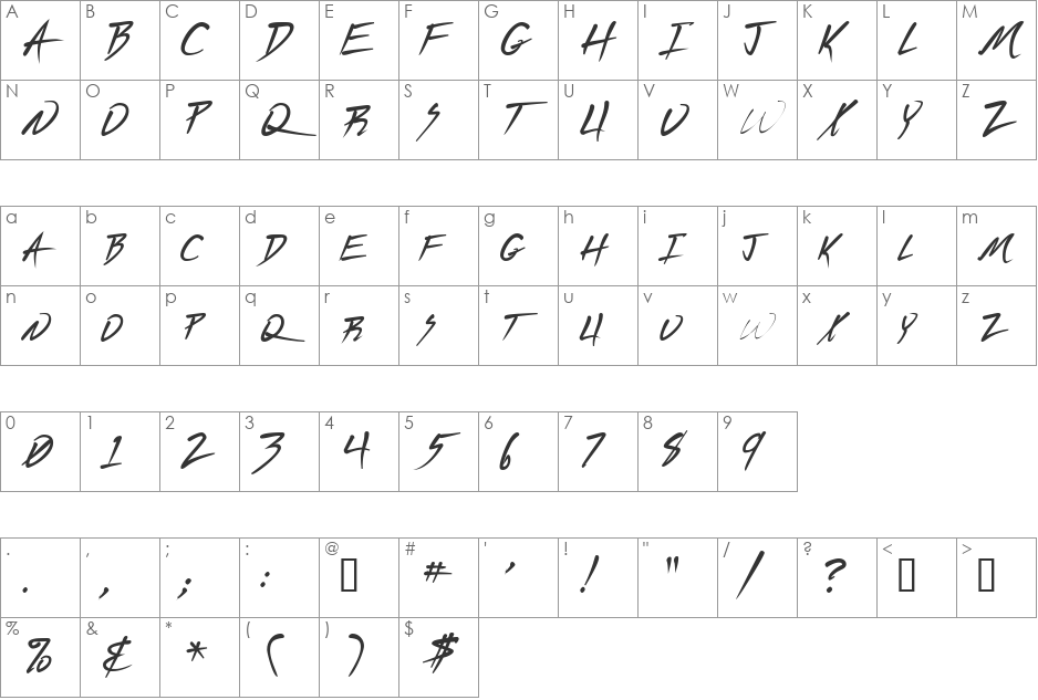 ConciergeScriptSCapsSSK font character map preview