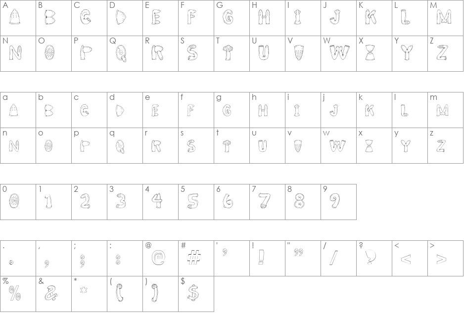 CONDOM FONT font character map preview