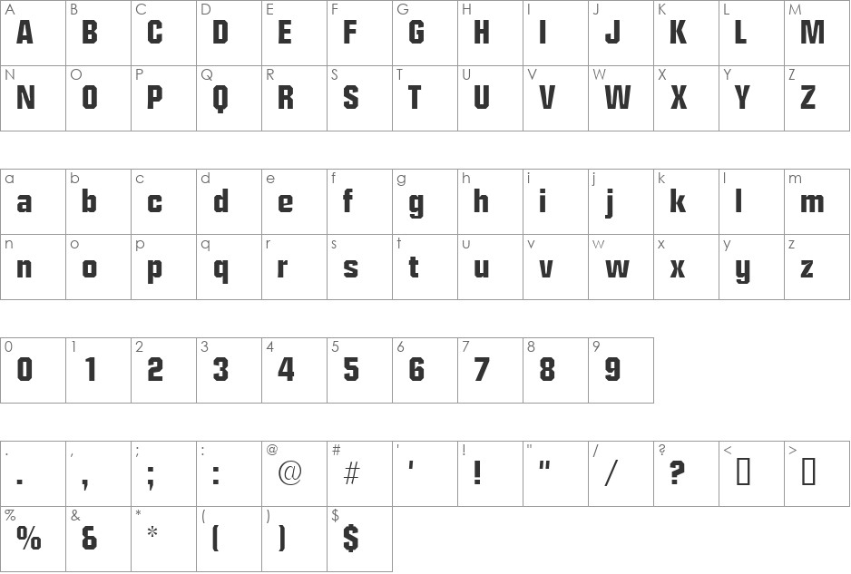 ConexSSi font character map preview