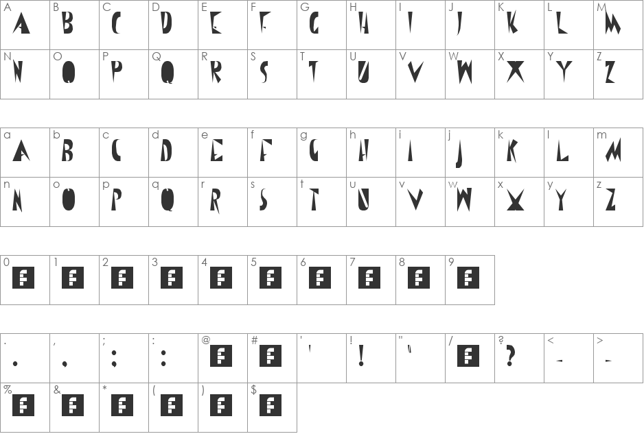 CoNfEsSiOnS oF a sInNeR font character map preview