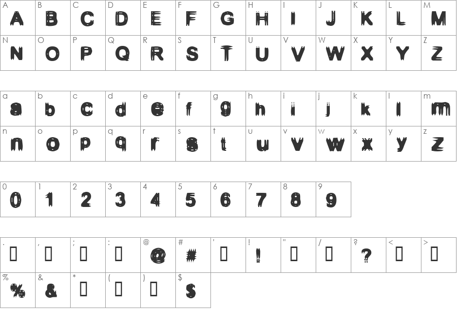 Configuration 9 font character map preview