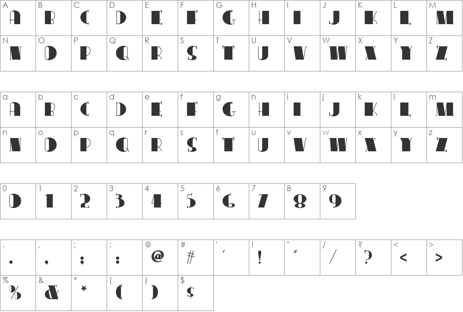 Conga Line NF font character map preview