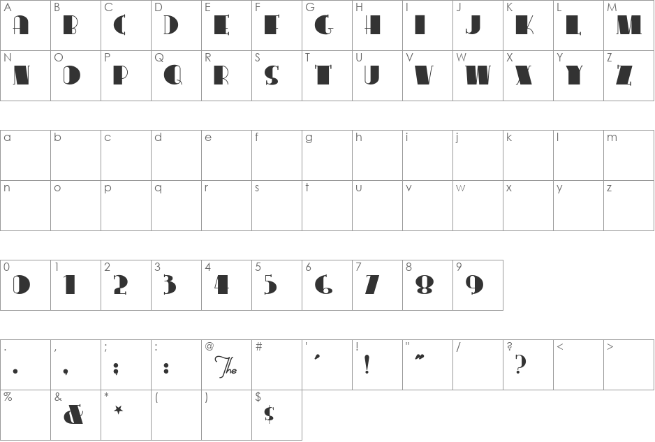 Conga Line NF font character map preview