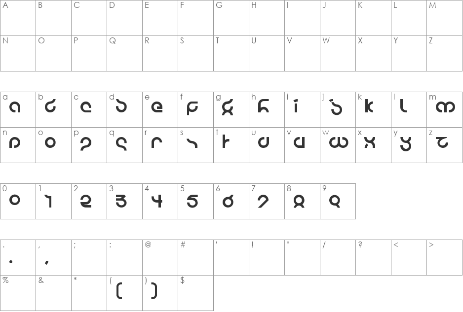 Conscept font character map preview
