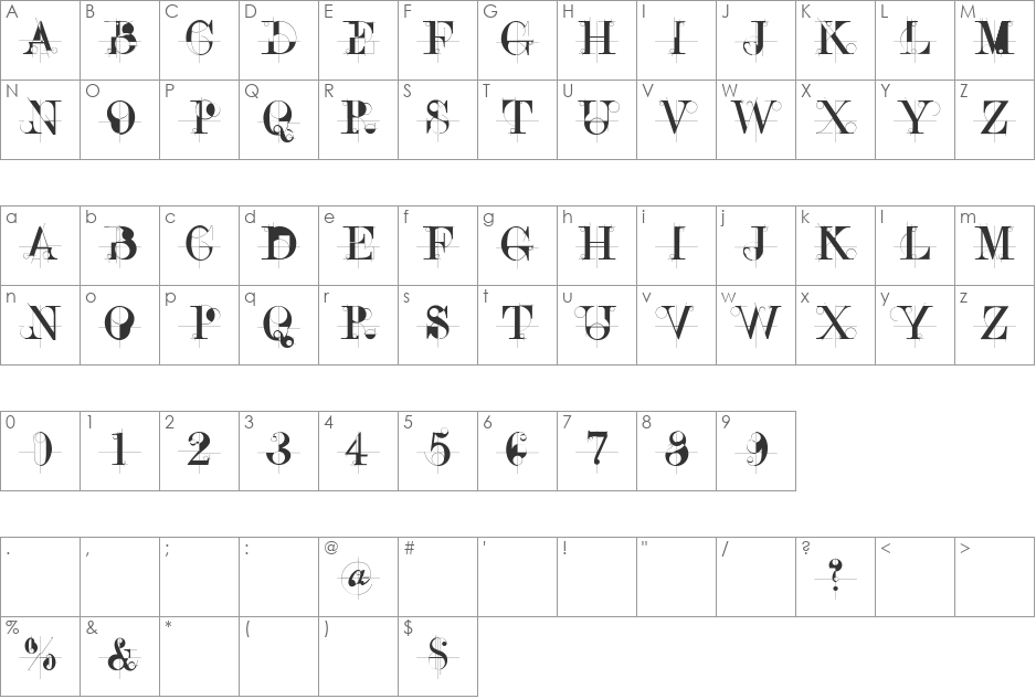 ConstrAccident font character map preview